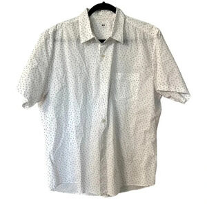 UniQlo Men's Extra Fine Cotton Short Sleeve White Button Up Shirt Size XL GUC